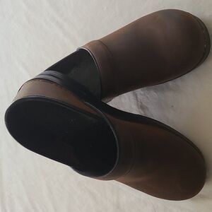 Danskos Brown Leather Clogs